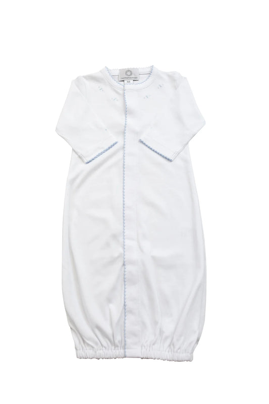 Proper Pima Converter Gown | White w/Blue Stitch Trim