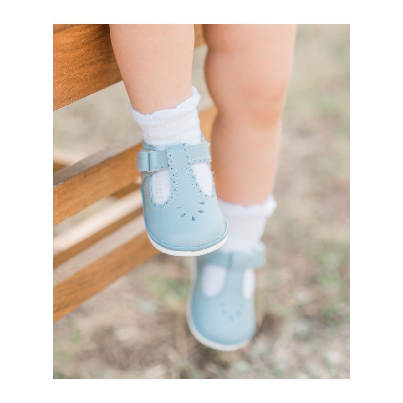 Dottie Scalloped T-Strap Mary Jane (Baby) | Dusty Blue