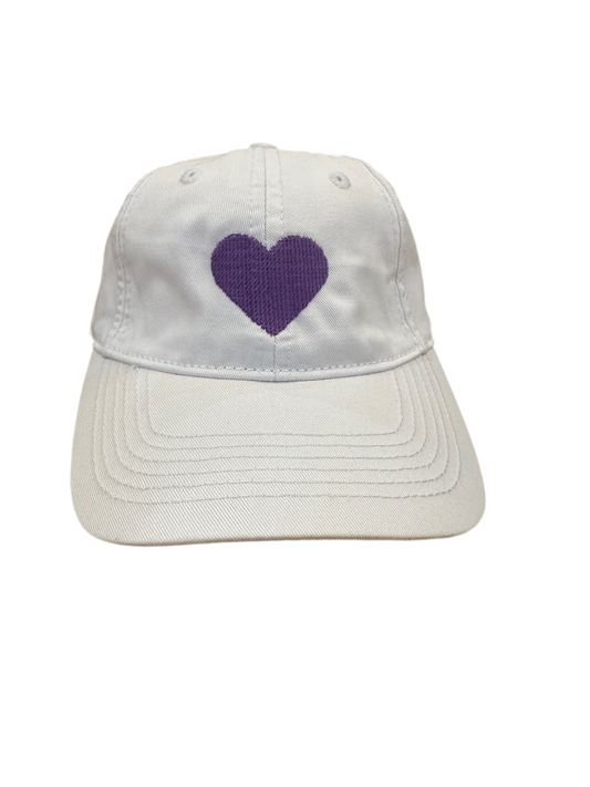 Kids Heart on White Baseball Hat