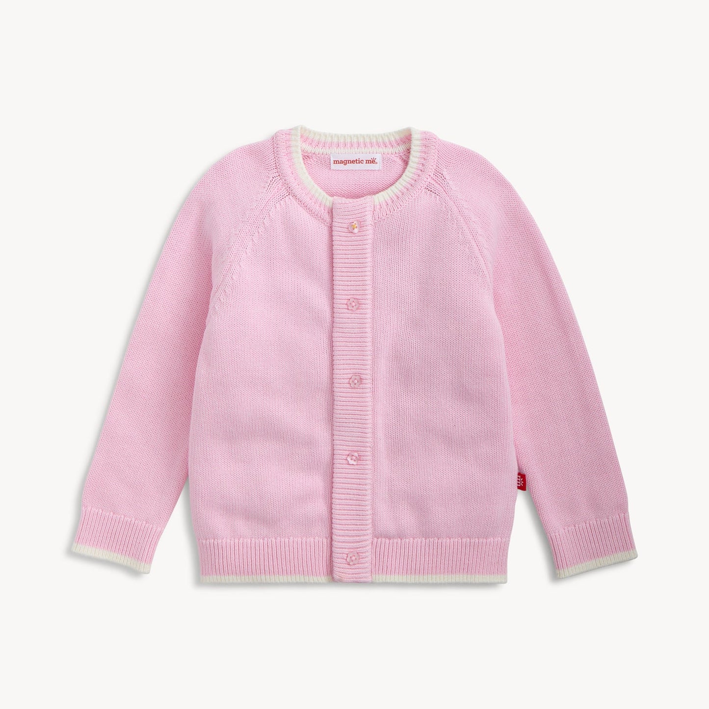 Crew Neck Cardigan w/ Tipping | Pink