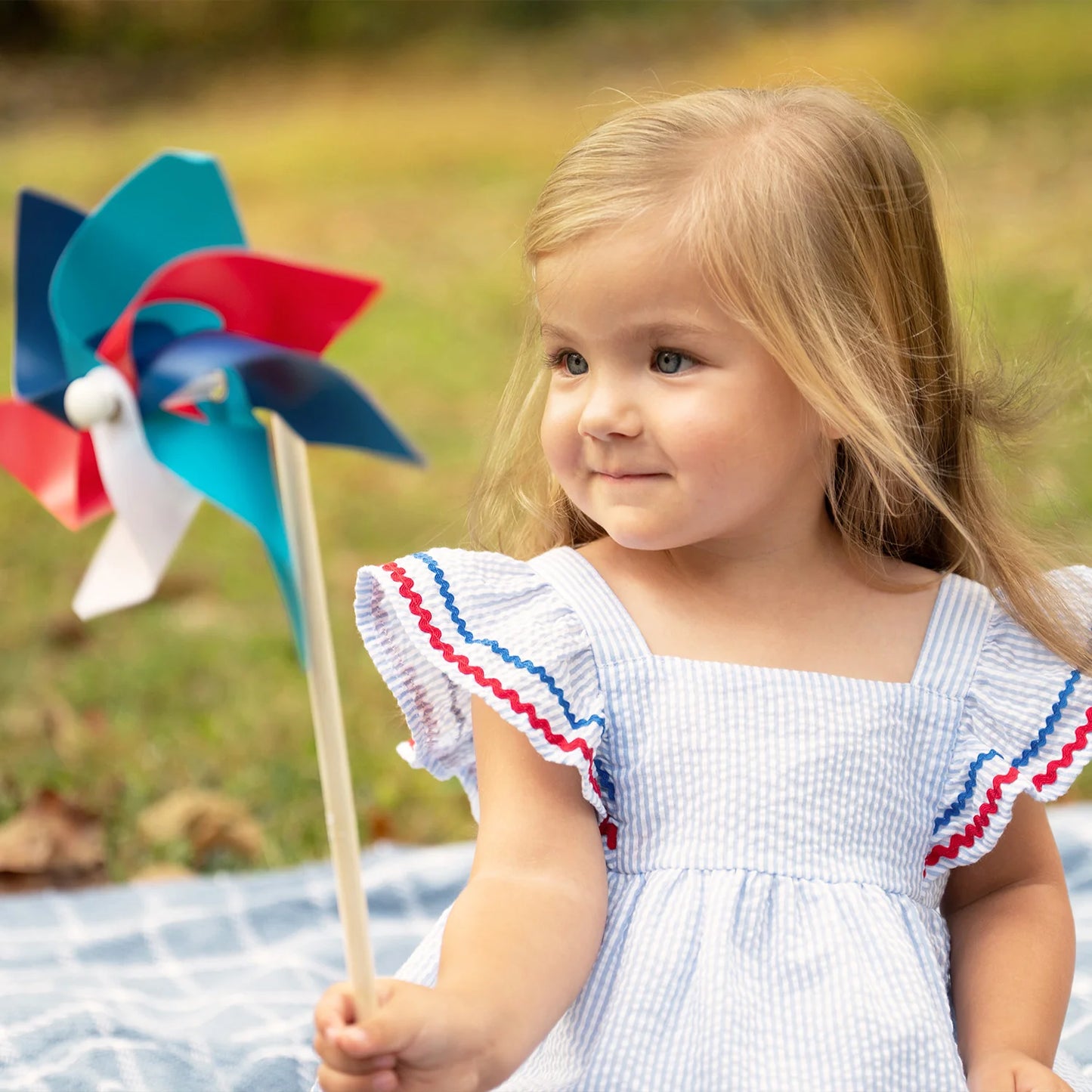 Seersucker Stripe Flutter Sleeve Dress