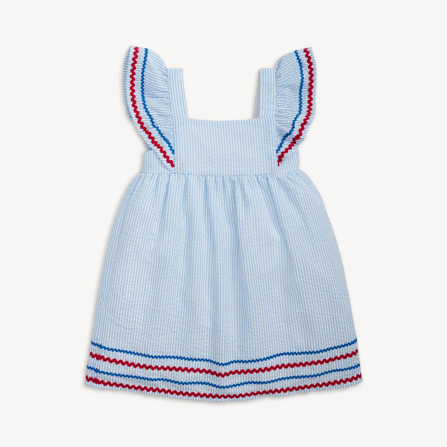 Seersucker Stripe Flutter Sleeve Dress