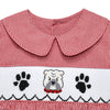 Bulldog Smocked Boys Bubble | Red/Black