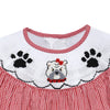 Bulldog Smocked Bishop Dress | Red/Black