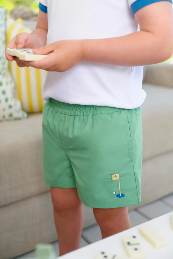 Sheffield Shorts | Gibson Island Green with Golf Embroidery