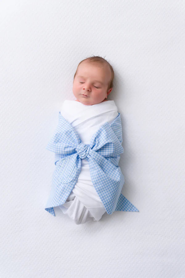 Bow Swaddle | Seersucker Blue