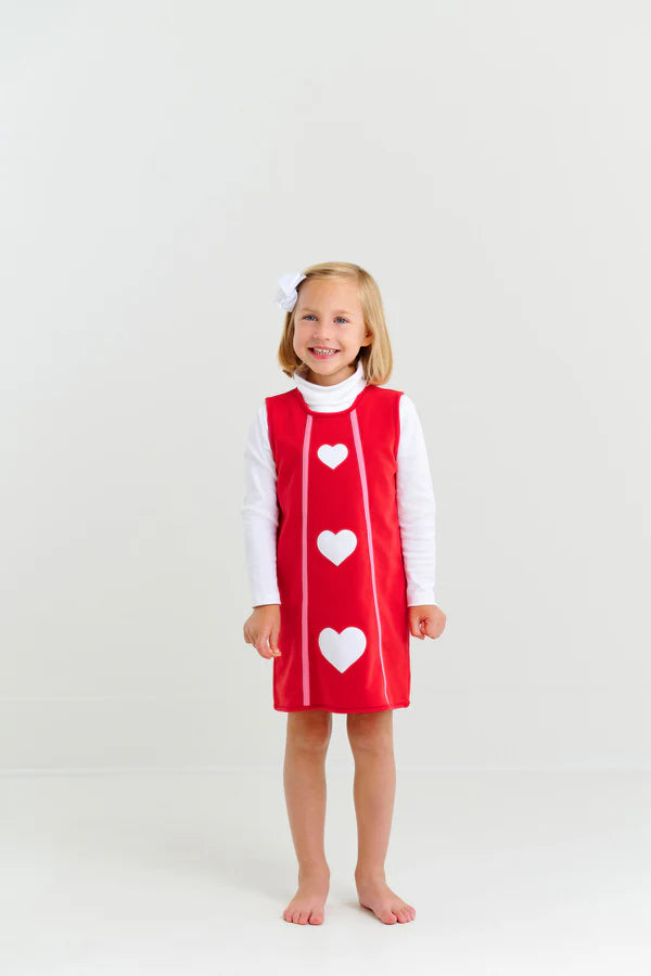 Annie Apron Dress | Richmond Red with Worth Avenue White Hearts Madison Grace Home Annie Apron Dress | Richmond Red with Worth Avenue White Hearts Madison Grace Home
