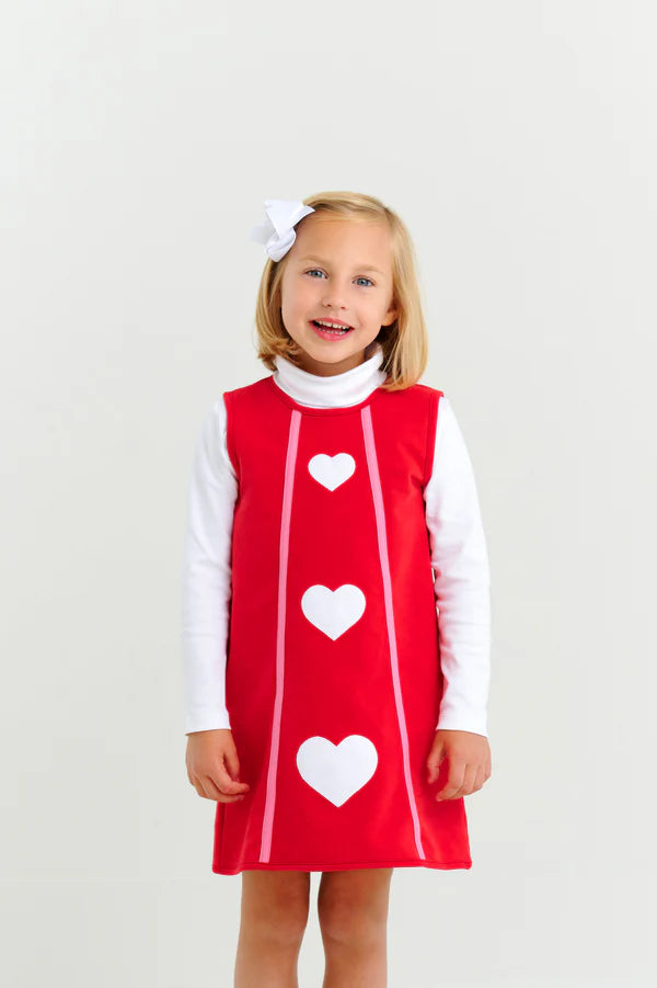Annie Apron Dress | Richmond Red with Worth Avenue White Hearts