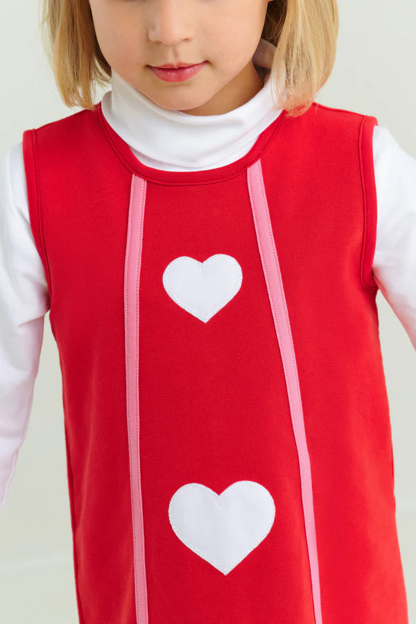 Annie Apron Dress | Richmond Red with Worth Avenue White Hearts Madison Grace Home Annie Apron Dress | Richmond Red with Worth Avenue White Hearts Madison Grace Home