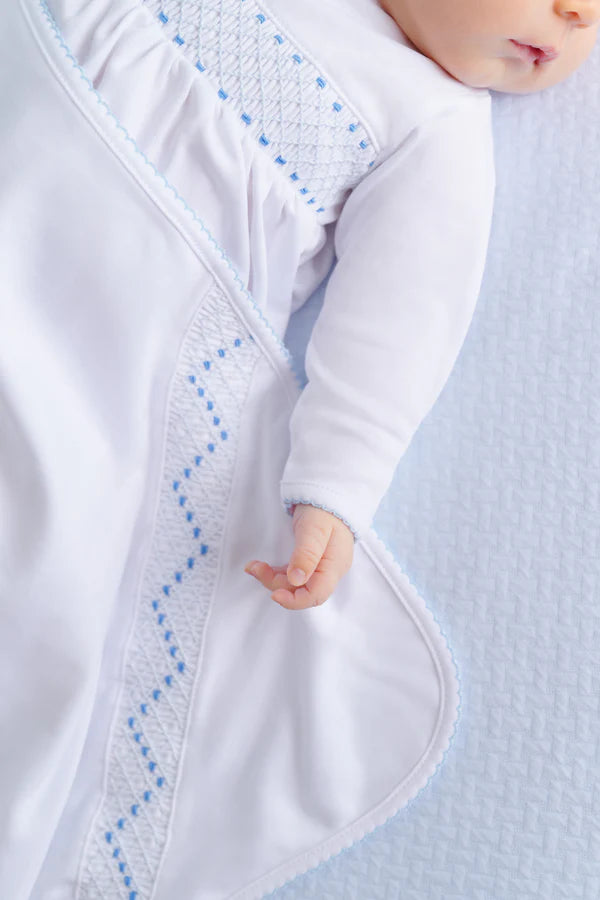 Sweetly Smocked Blessing Blanket | Blue
