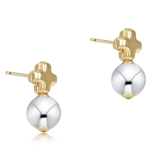 Signature Cross Mixed Metal Stud | Classic Sterling
