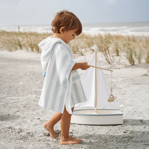 Beach Poncho Coverup | Pale Blue Stripe | One Size