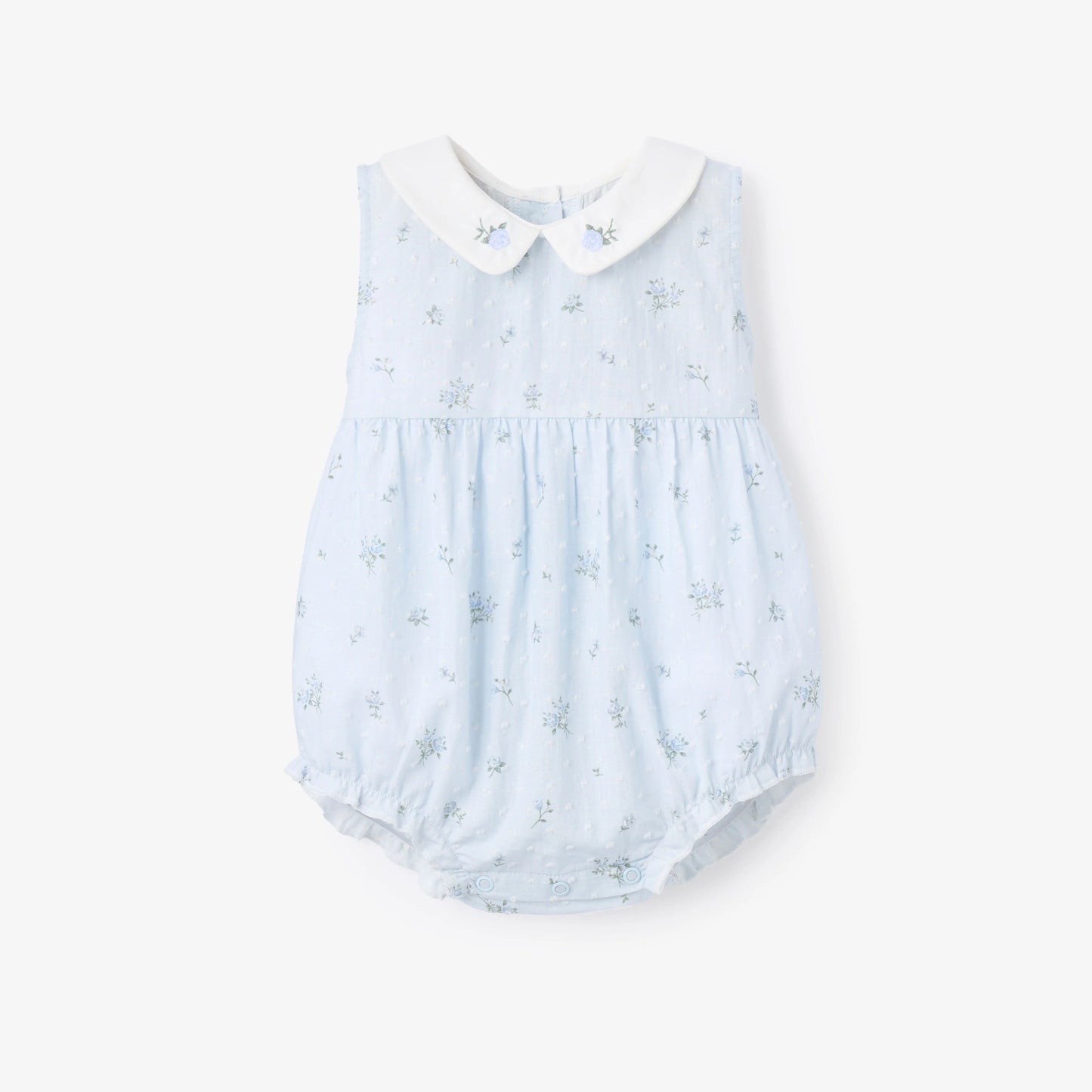 Blue English Rose Embroidered Collar Bubble