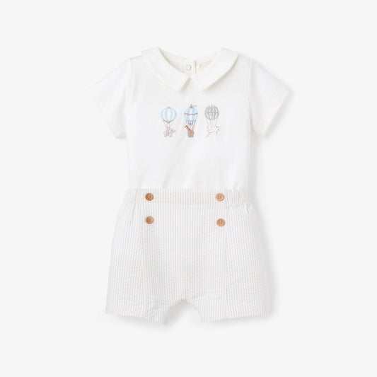Up & Away Embroidered Bodysuit & Seersucker Short Set