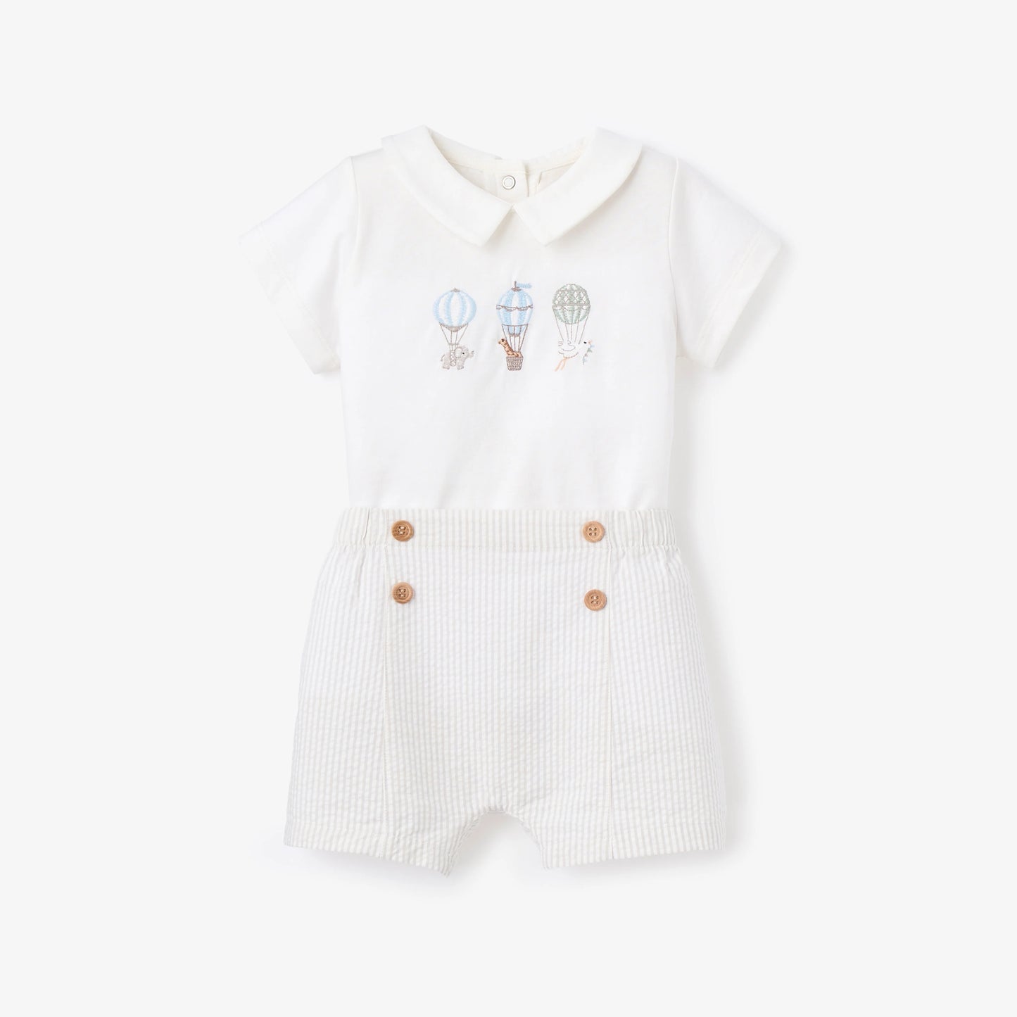 Up & Away Embroidered Bodysuit & Seersucker Short Set