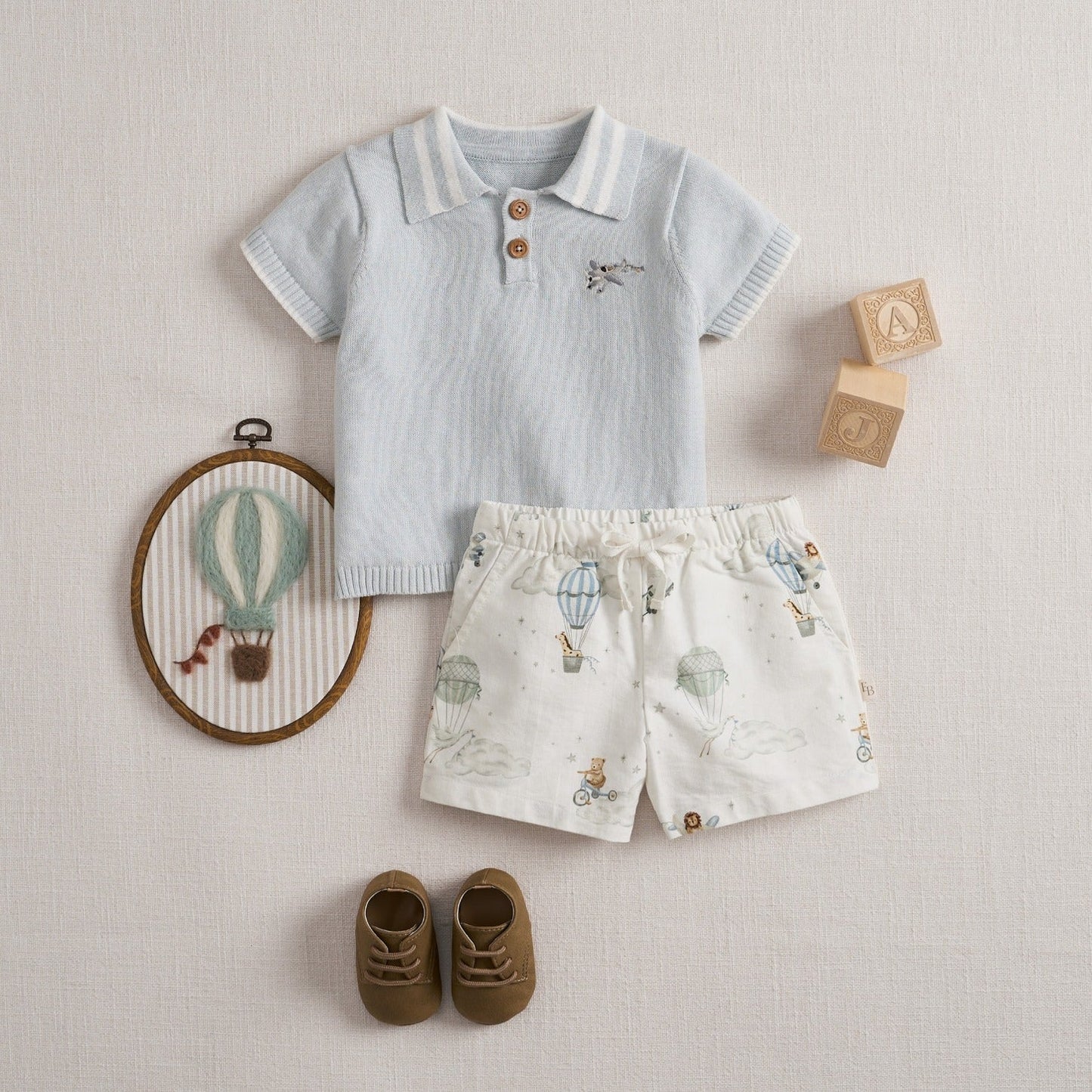 Up & Away Knit Polo Shirt + Printed Oxford Shorts