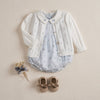 Blue English Rose Embroidered Collar Bubble
