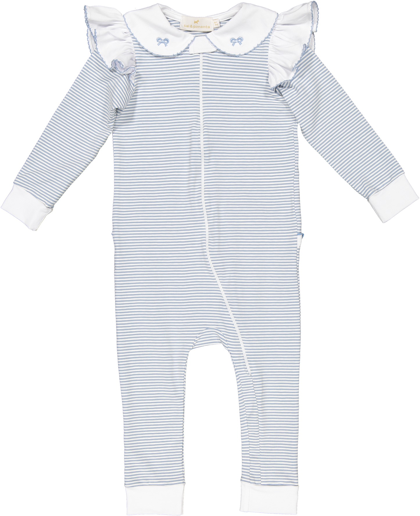 Elfes Striped Ruffle Baby Girl Pajama | Blue