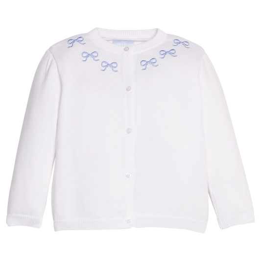 Embroidered Essential Cardigan | Blue Bows