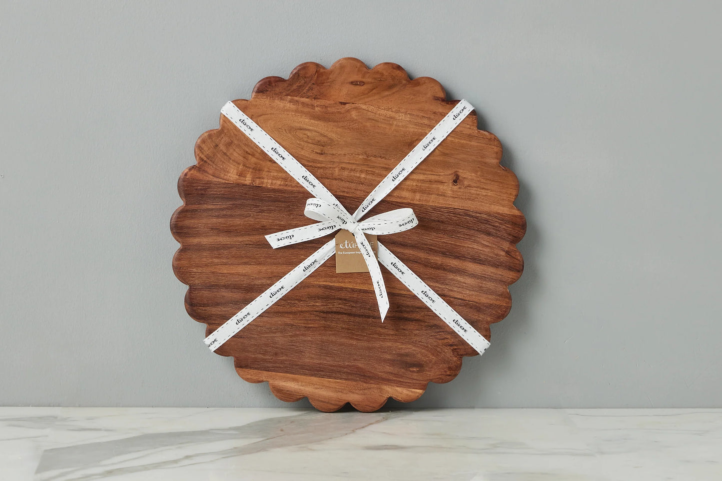 Scalloped Cutting Board Charger | Large Round