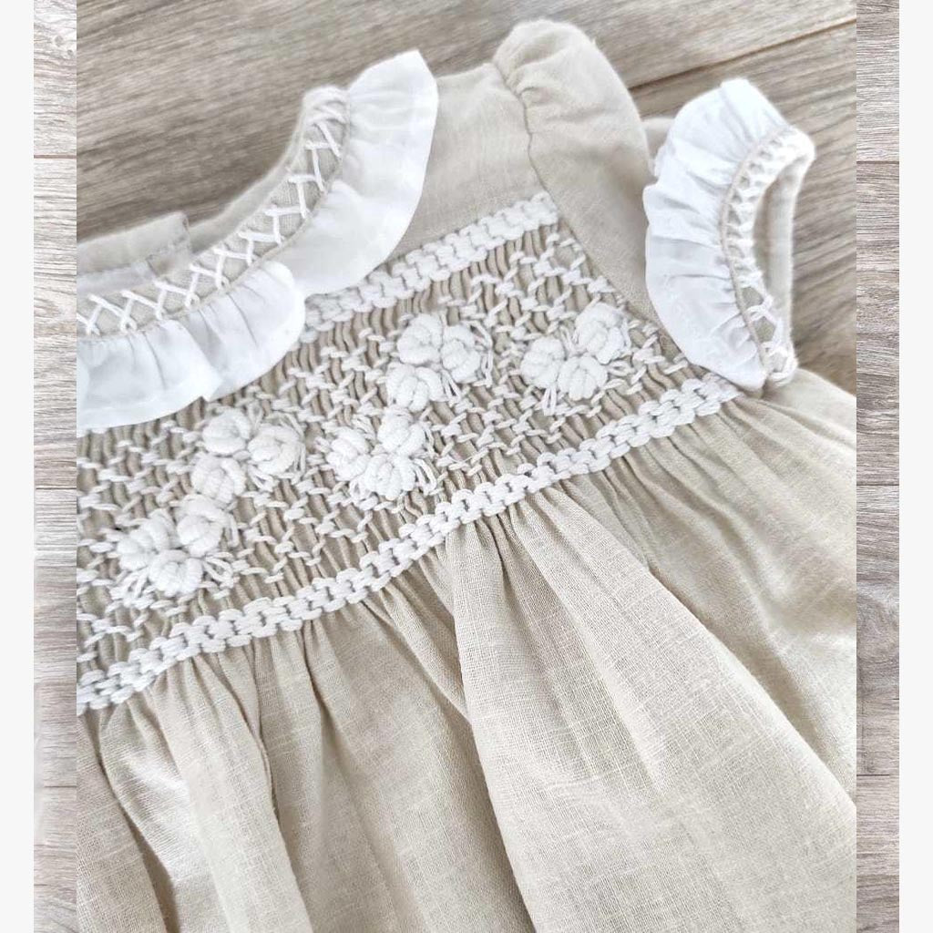 Federica Linen Smocked Dress | Oat