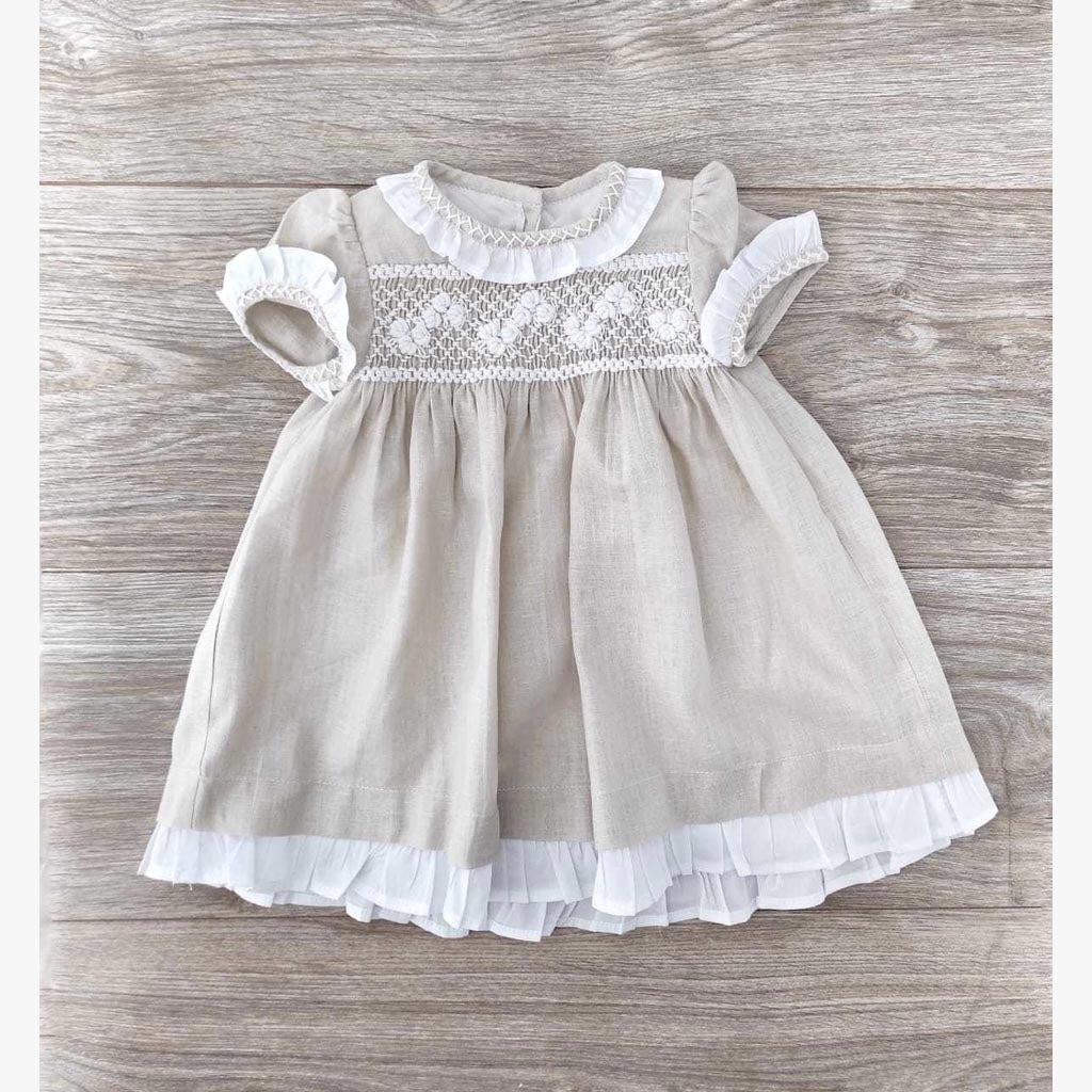 Federica Linen Smocked Dress | Oat