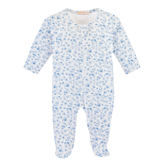 Blue Begonias Zipped Footie