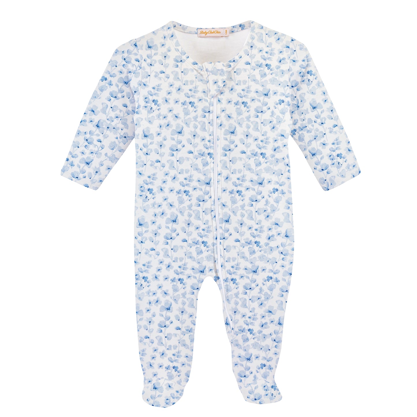 Blue Begonias Zipped Footie