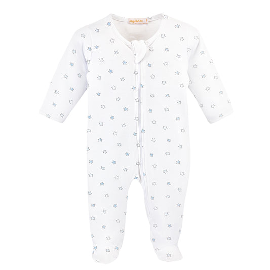 Blue Little Stars Zipped Footie