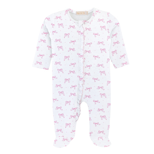 Tiny Pretty Bows Zipped Footie w/ Ruffle