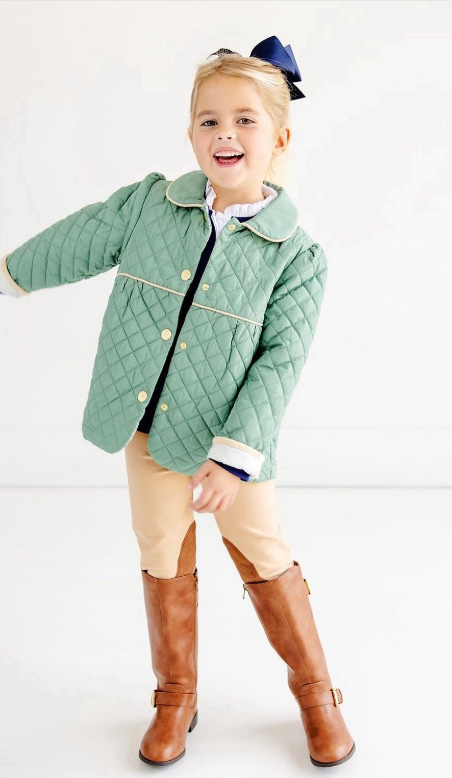 Carlyle Quilted Coat | Gallatin Green With Brass Buttons