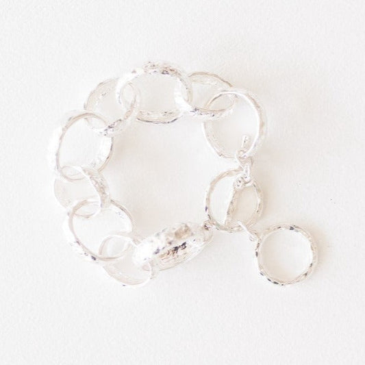 Georgann | Hammered Silver Chunky Bracelet 7"
