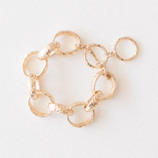 Georgann | Hammered Gold Chunky Bracelet 7"