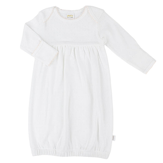 Cotton Pointelle Baby Gown with Overlap Shoulders