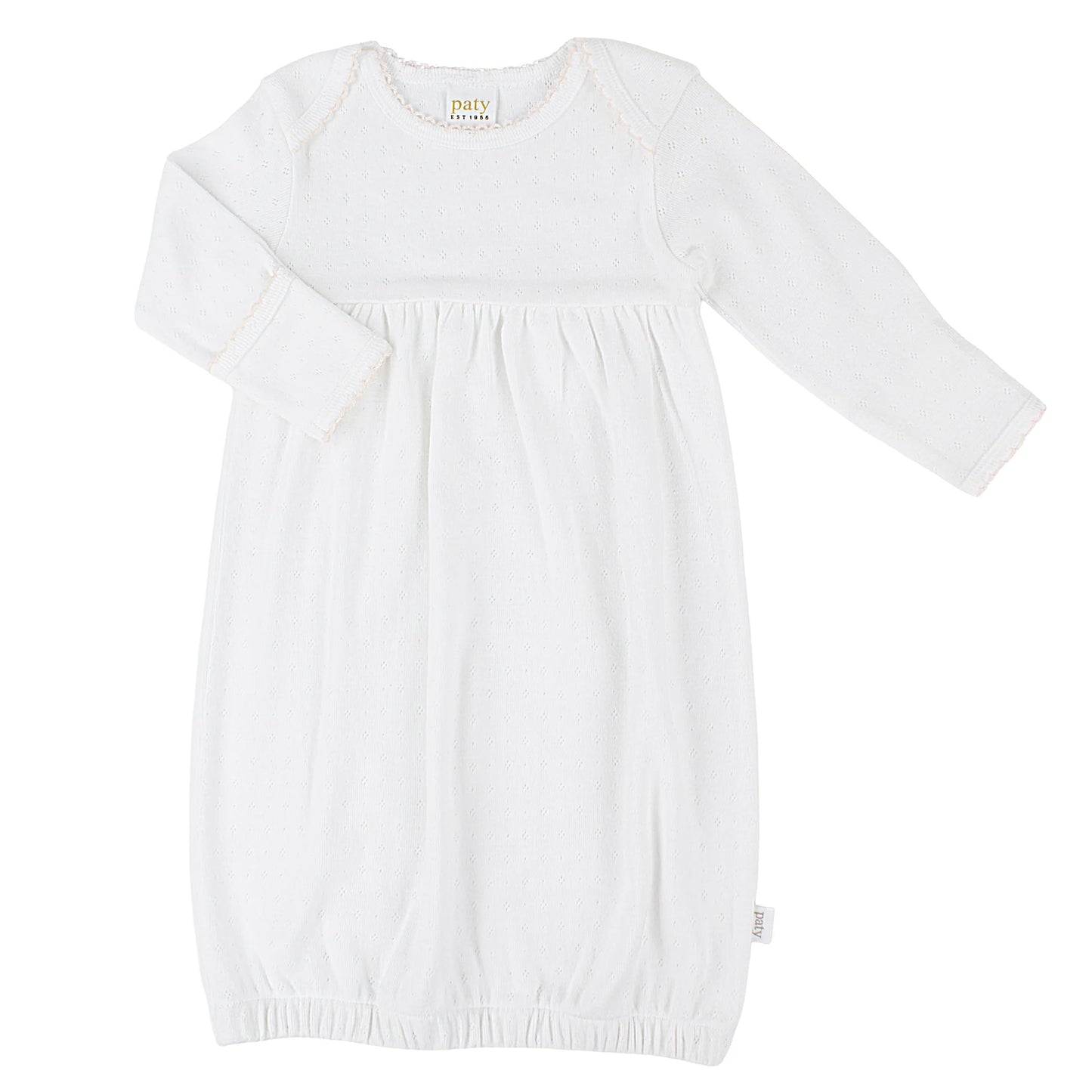 Cotton Pointelle Baby Gown with Overlap Shoulders