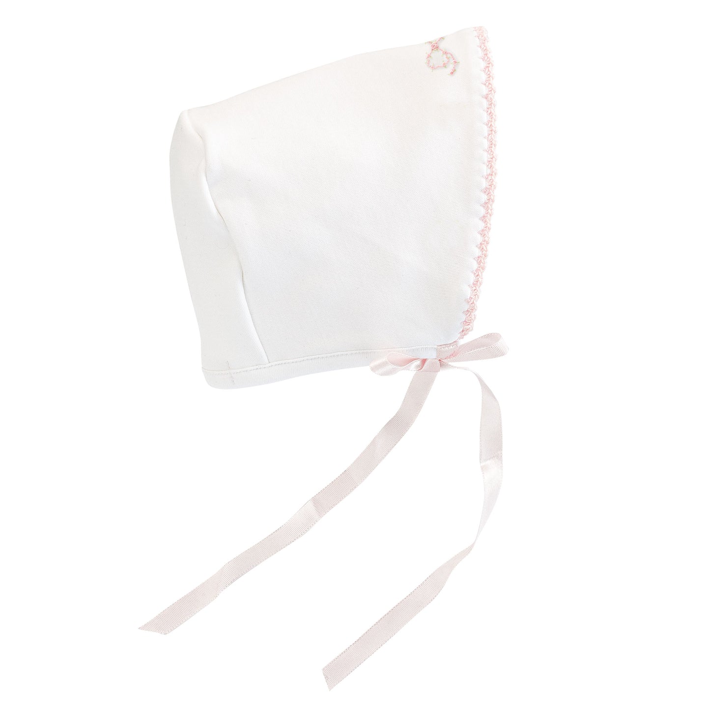 Pretty Bows Embroidered Bonnet w/ Crochet Trim | Pink