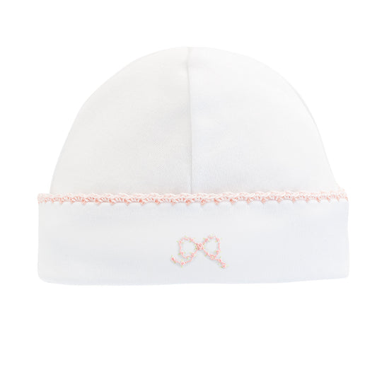 Pretty Bows Embroidered Hat w/ Crochet Trim | Pink