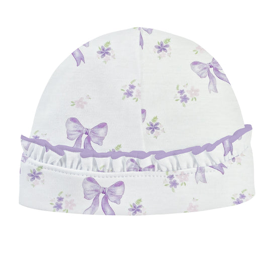 Lavender Bows Hat w/Ruffle