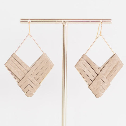 Holland | Gold Diamond, Taupe Leather Wrap Detail 2"