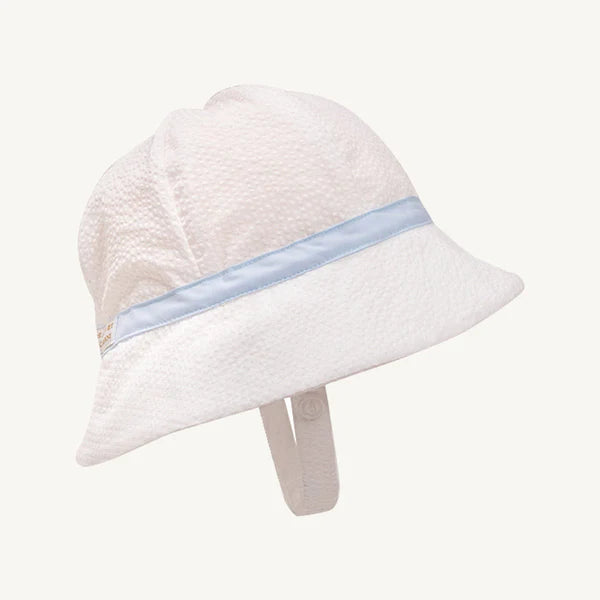 Henry's Boating Bucket Hat | Worth Avenue White Seersucker with Buckhead Blue