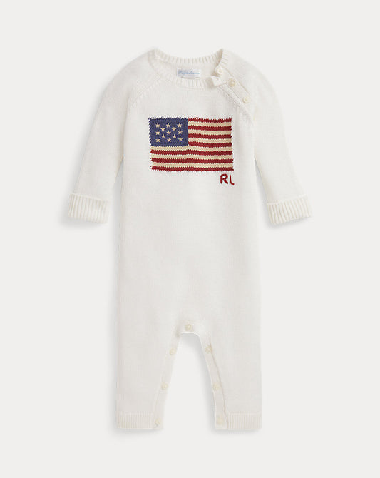 Flag Cotton Coverall | White