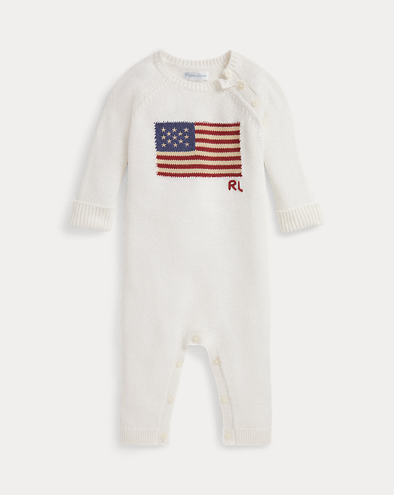 Flag Cotton Coverall | White