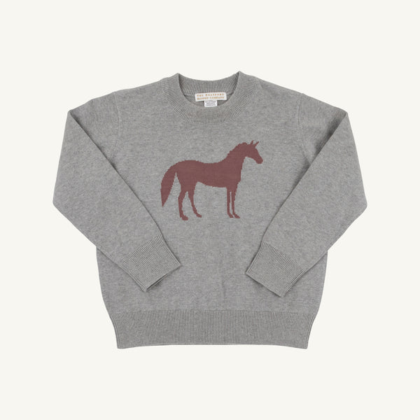 Isaac's Intarsia Sweater | Grantley Gray with Horse Intarsia