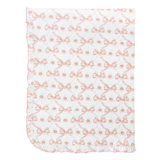 Bows + Roses Blanket w/Ruffle | 30x28.5