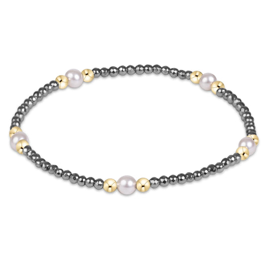 purpose pearl 4mm silver faceted hematite bracelet