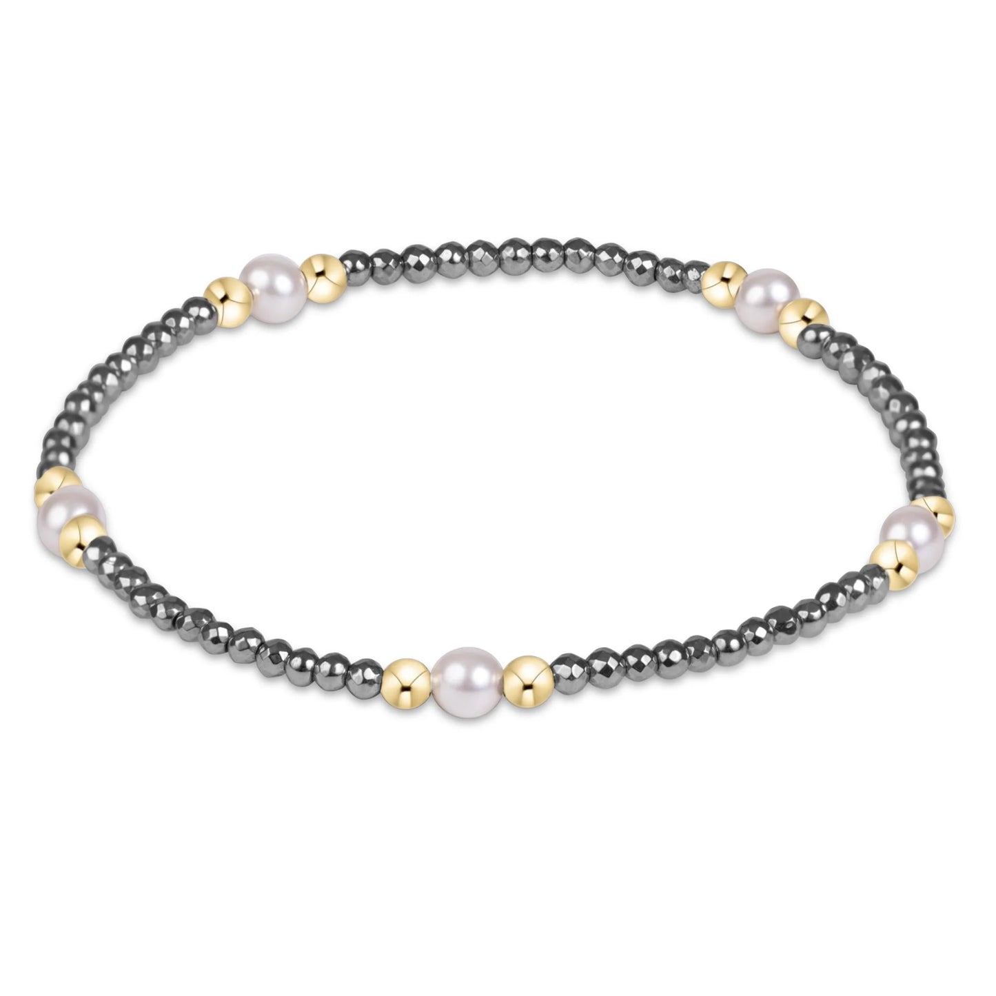 purpose pearl 4mm silver faceted hematite bracelet