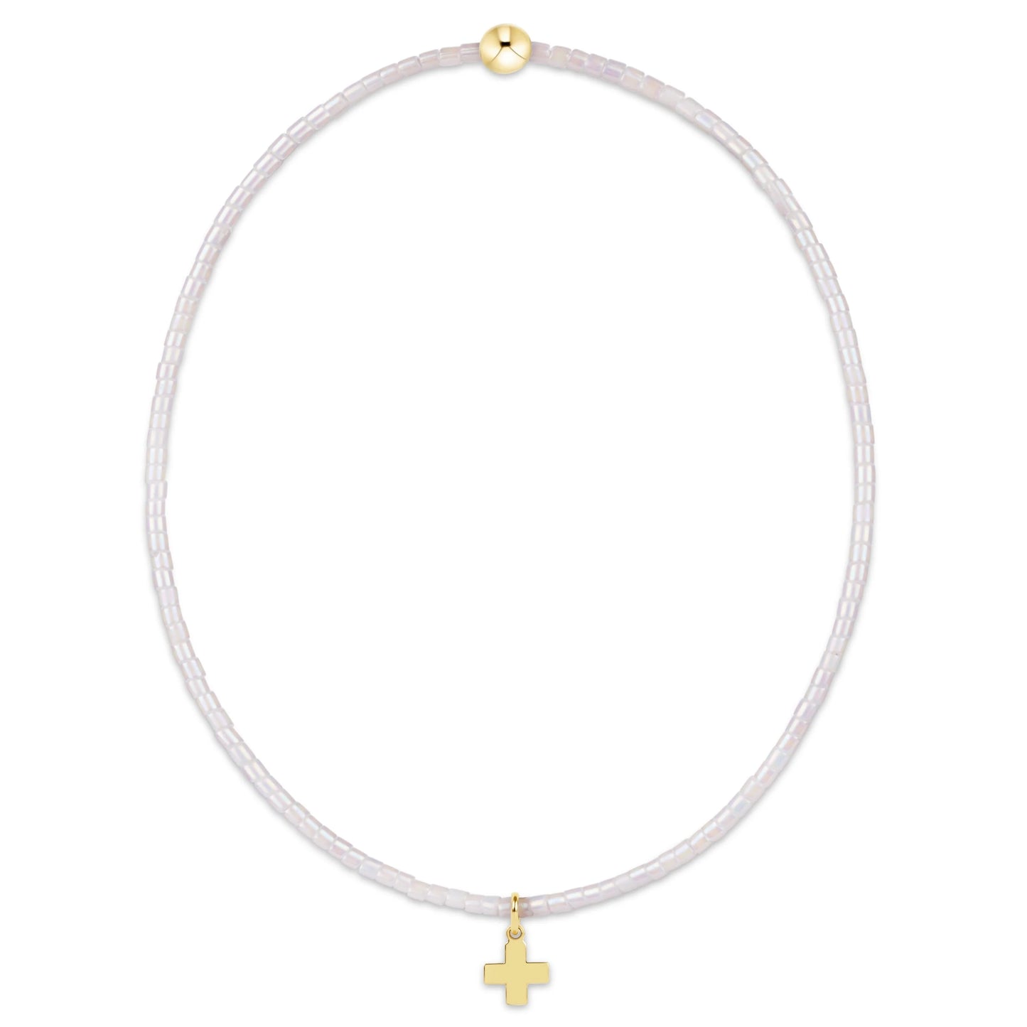hope classic silky white bracelet | signature cross small gold charm