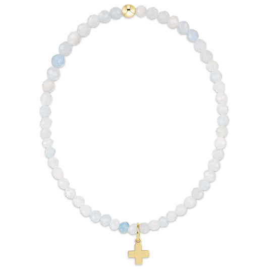 Classic Aquamarine 3mm Bracelet | Signature Cross Gold Charm