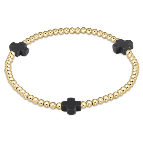 enewton extends | signature cross gold pattern 3mm bead bracelet | charcoal
