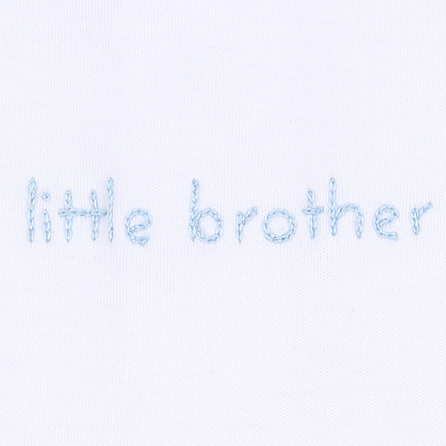 Little Brother Embroidered Boy Bubble - Light Blue